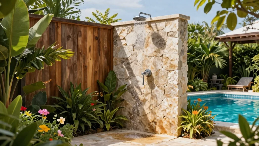 13 Outdoor Pool Shower Ideas to Create a Resort-Style Rinse Station in Your Backyard
