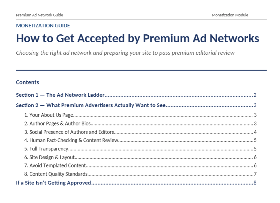 How to Get Accepted by Premium Ad Networks guide